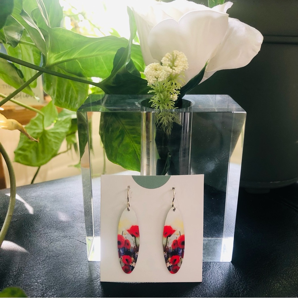 Poppy flower field earrings